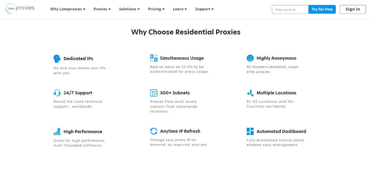 Residential Proxy Features