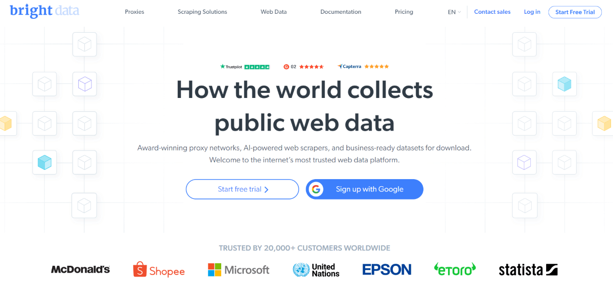A screenshot of Bright Data’s homepage
