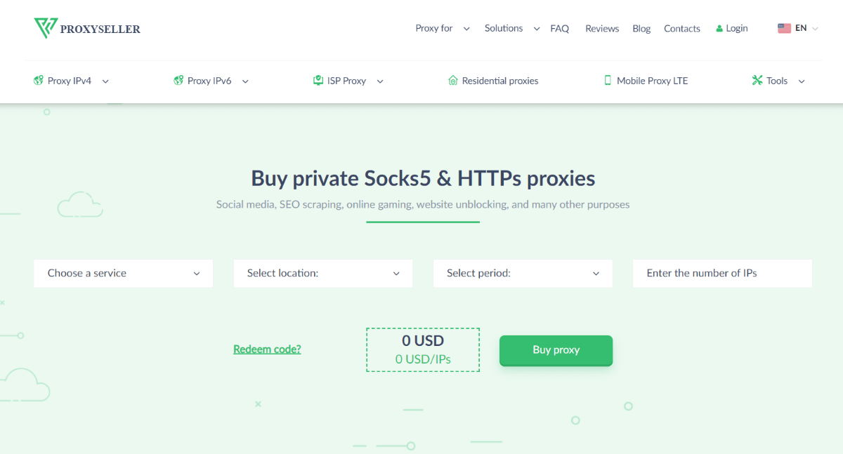 A screenshot of Proxy-seller.io’s homepage