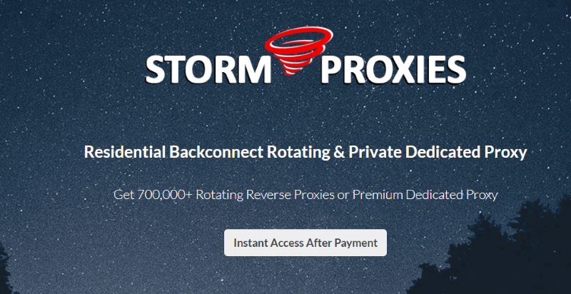 A screenshot of Stormproxies’s homepage