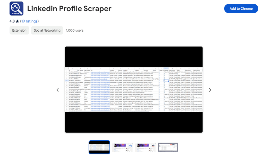 Profile scraper Chrome extension