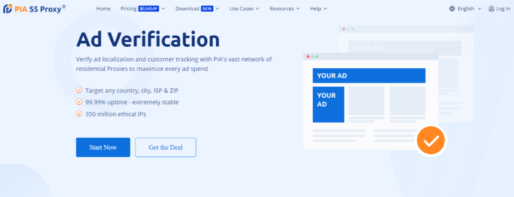 Screenshot of the ad verification use case