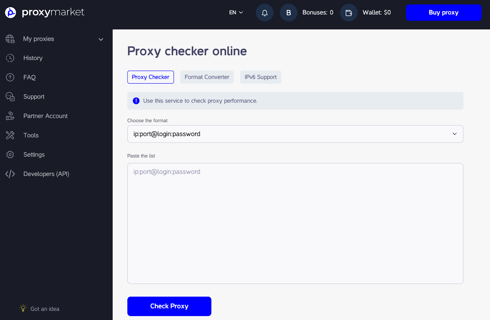 check proxy free extra tools