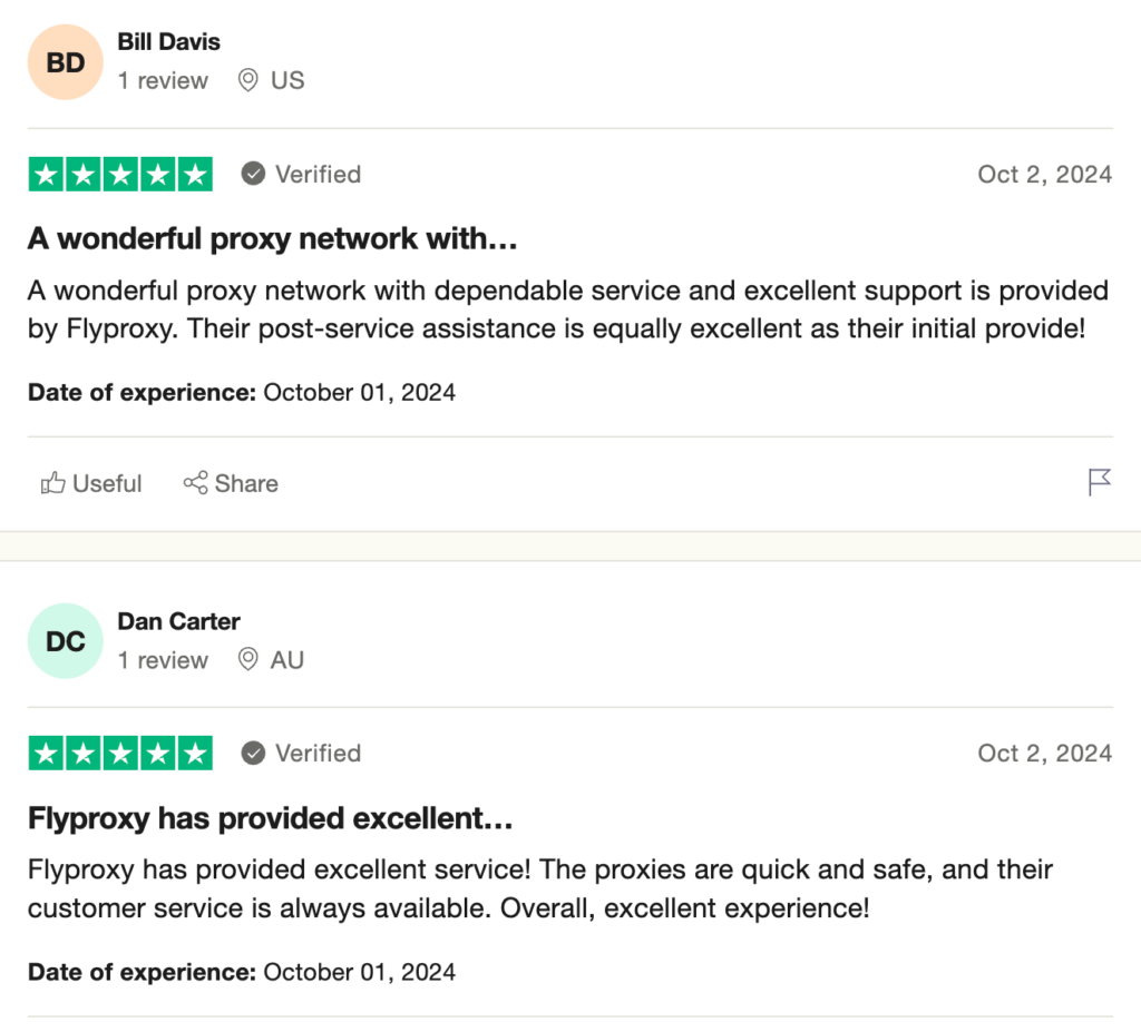 User reviews on Trustpilot