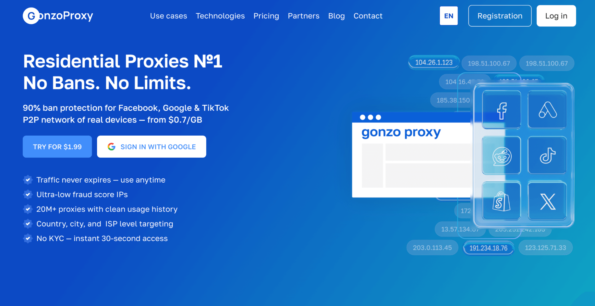GonzoProxy Webpage