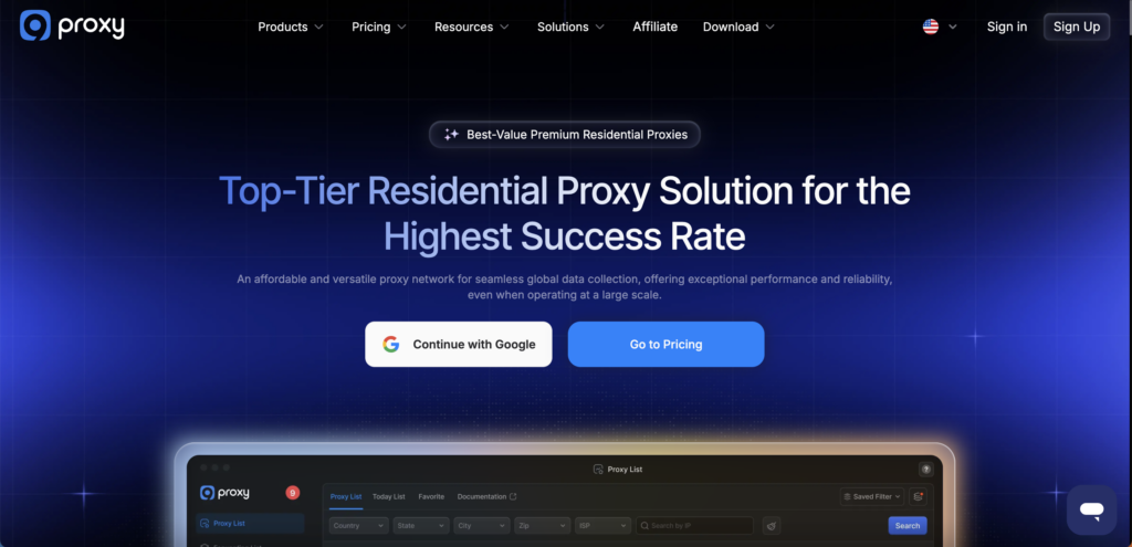 9Proxy main webpage