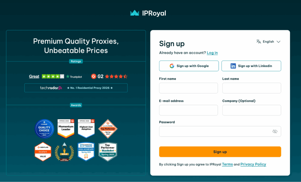 IpRoyal Webpage